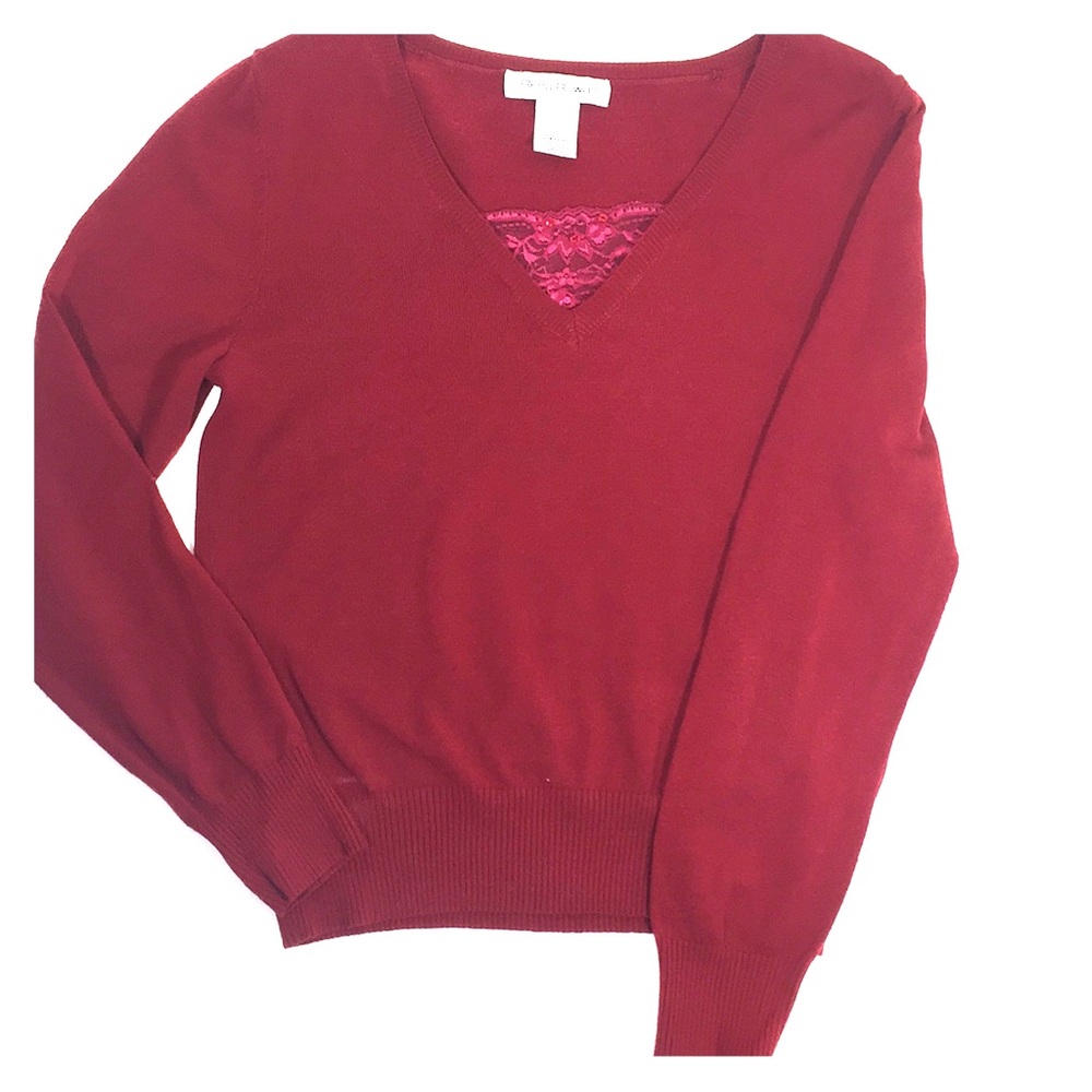 Rena Rowen knitted top with lace over v-neck